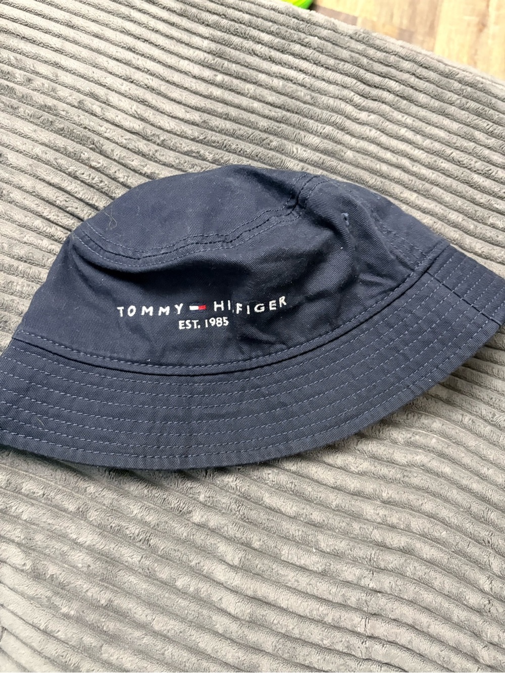 Tommy Hilfiger Kids Navy Blue Embroidered Bucket Hat